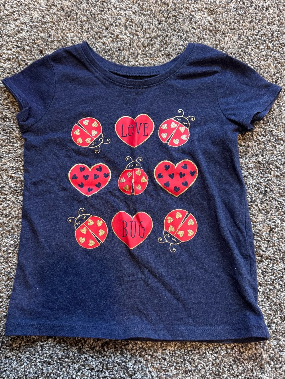 Kids Navy 'Love Bug' Graphic Tee with Red Accents